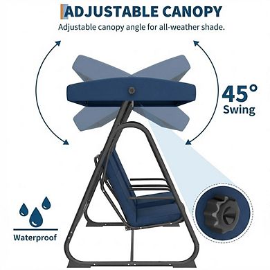 2-Person Patio Swing Chair, Independent Seats, Adjustable Canopy