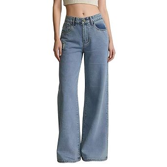 Women's High Waist Wide Leg Jeans, Vintage Distressed Casual Denim Pants