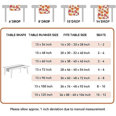 Fall Table Runner 13x72 Inch Printed Maple Leaf Linen Autumn Holiday Decor