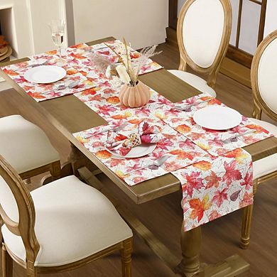 Fall Table Runner 13x72 Inch Printed Maple Leaf Linen Autumn Holiday Decor