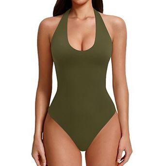 Avidlove Body Suits for Womens Halter Tank Top Bodysuit Open Back Going Out Outfits Y2k