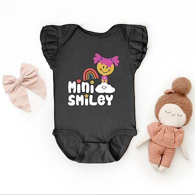 Mini Smiley Rainbow Cloud Aria - Baby Flutter Sleeve Bodysuit