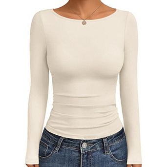 Ekouaer Three Pack Long Sleeve Shirts Boat Neck Tops Basic Tees Fall Fashion Thermal Undershirts