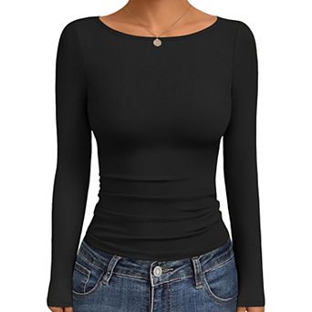 Ekouaer Three Pack Long Sleeve Shirts Boat Neck Tops Basic Tees Fall Fashion Thermal Undershirts