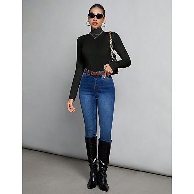 Ekouaer Womens Mock Turtleneck Long Sleeve Shirts Three Pack Soft Stretch Fitted Thermal Top
