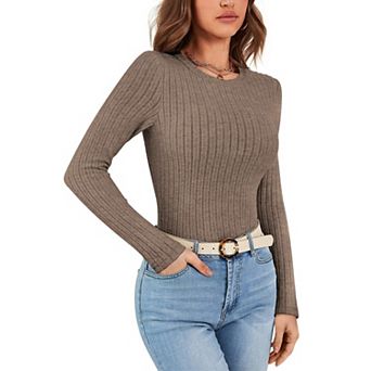 Ekouaer Womens Turtleneck Tops Long Sleeve Shirts Fall Base Layer Ribbed Thermal Undershirts