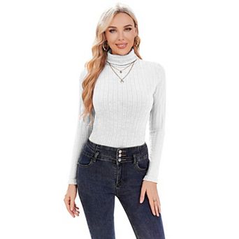 Ekouaer Womens Turtleneck Tops Long Sleeve Shirts Fall Base Layer Ribbed Thermal Undershirts