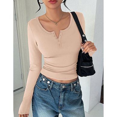 Ekouaer Long Sleeve Shirts Three Pack Henley Fall Button Tops Slim Fit Casual Thermal Underscrub