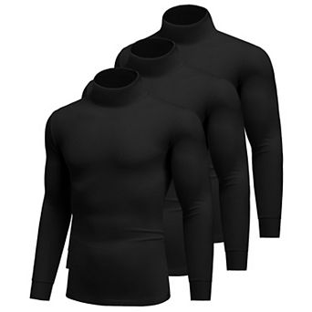 Ekouaer Turtle Neck Mens Long Sleeve Shirts Three Pack Casual Thermal Underwear Tops Pullover