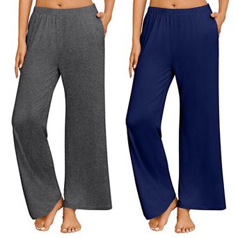 Ekouaer Two Pack Womens Pajama Pants Pajama Bottoms Wide Leg Sleep Pants Pajama Bottoms