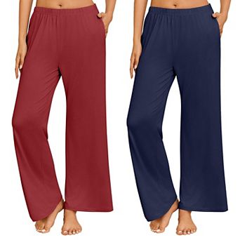 Ekouaer Two Pack Womens Pajama Pants Pajama Bottoms Wide Leg Sleep Pants Pajama Bottoms