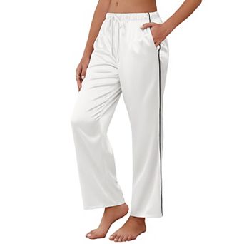 Ekouaer Womens Silk Satin Pajama Pants Loose Pajama Pants Drawstring Elastic Waist Wide Leg Lounge