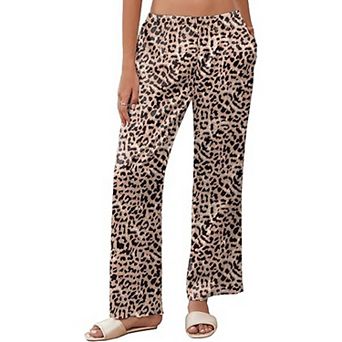 Ekouaer Womens Silk Satin Wide Leg Pajama Sleep Pants Loose Lounge Pants Elastic Waist Pajama