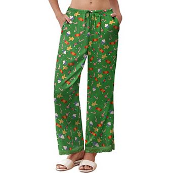 Ekouaer Womens Silk Satin Pajama Pants Sleep Pants Pocketed Elastic Waist Wide Leg Pajama Bottoms