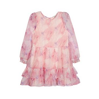 Berry Swirl Long Sleeve Tiered Dress