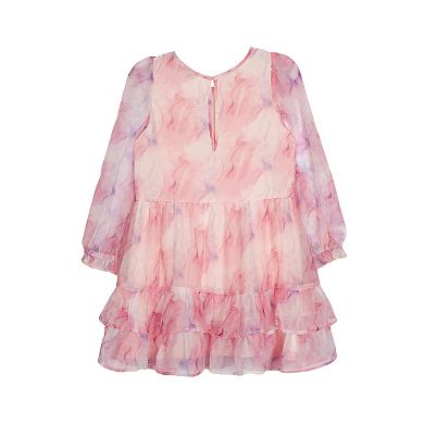 Berry Swirl Long Sleeve Tiered Dress