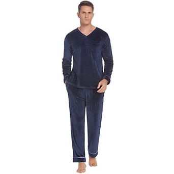 Ekouaer Couples Pajamas Sets Velvet Pajamas Set for Mens and Womens Velour Long Sleeve Sleepwear