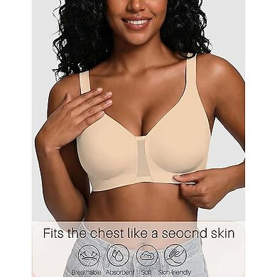 Avidlove Wireless Jelly Support Seamless Mesh Plunge Everyday T-Shirt Bralette