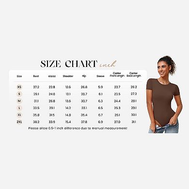Avidlove Crew Neck Short Sleeve Snap Closure Thong Slim Fit Double Lined Bodysuit