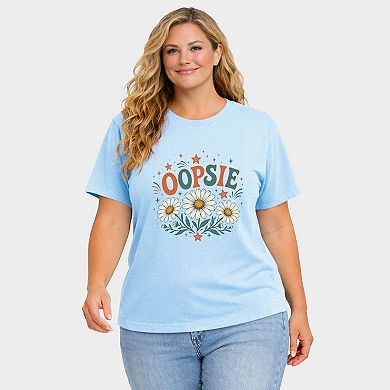 Oopsie Daisy Stars - Women's Plus Sized Garment Dyed Graphic T-Shirt