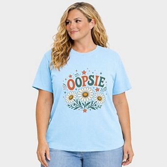 Oopsie Daisy Stars - Women's Plus Sized Garment Dyed Graphic T-Shirt