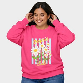 Oopsie Daisy Club Stripes - Women's Plus Sized Graphic Sweatshirt