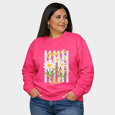 Oopsie Daisy Club Stripes - Women's Plus Sized Graphic Sweatshirt