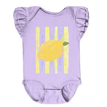Lemon Stripes - Infant Girl's Flutter Sleeve Bodysuit