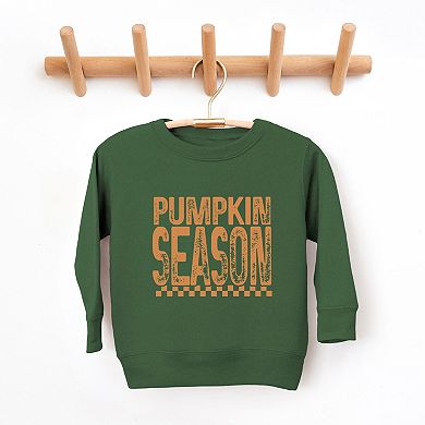 Pumpkin Season Checkered Distressed - Toddler Graphic Sweatshirt