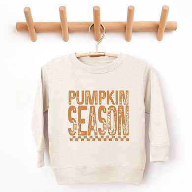 Pumpkin Season Checkered Distressed - Toddler Graphic Sweatshirt