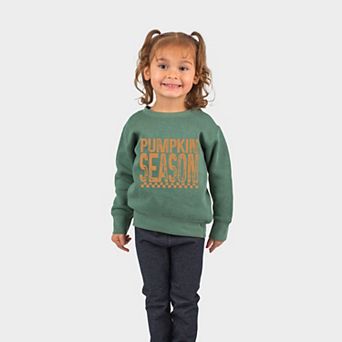 Pumpkin Season Checkered Distressed - Toddler Graphic Sweatshirt