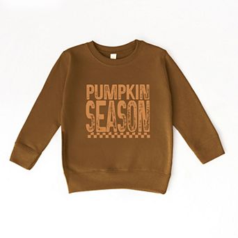 Pumpkin Season Checkered Distressed - Toddler Graphic Sweatshirt