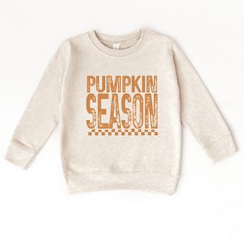 Pumpkin Season Checkered Distressed - Toddler Graphic Sweatshirt