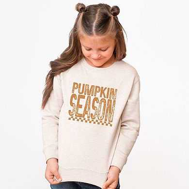 Pumpkin Season Checkered Distressed - Youth Graphic Sweatshirt