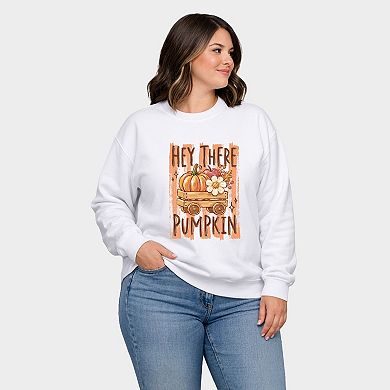 Hey There Pumpkin Stripes - Women's Plus Sized Graphic Sweatshirt