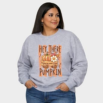 Hey There Pumpkin Stripes - Women's Plus Sized Graphic Sweatshirt