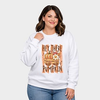 Hey There Pumpkin Stripes - Women's Plus Sized Graphic Sweatshirt