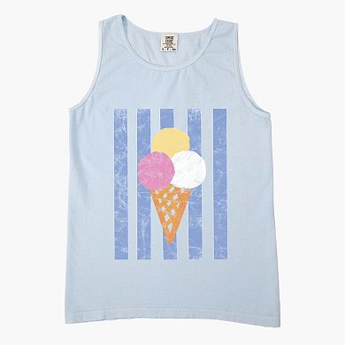 Ice Cream Cone Stripes - Women's Garment Dyed Graphic Tank Top