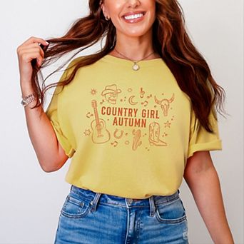 Country Girl Autumn - Women's Garment Dyed Graphic T-Shirt