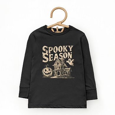Spooky Season Haunted House - Toddler Long Sleeve Graphic Tee