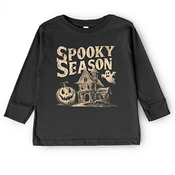 Spooky Season Haunted House - Toddler Long Sleeve Graphic Tee