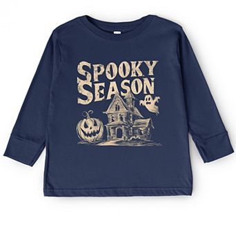 Spooky Season Haunted House - Toddler Long Sleeve Graphic Tee