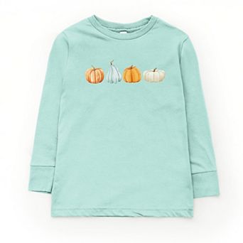 Watercolor Pumpkins Row - Youth Long Sleeve Graphic T-Shirt
