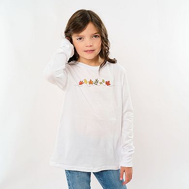 Fall Leaves Line - Youth Long Sleeve Graphic T-Shirt