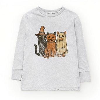Halloween Cat Trio - Youth Long Sleeve Graphic T-Shirt