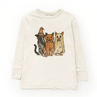Halloween Cat Trio - Youth Long Sleeve Graphic T-Shirt