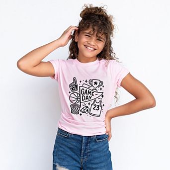 Basketball Game Day Doodles - Youth Short Sleeve Graphic T-Shirt