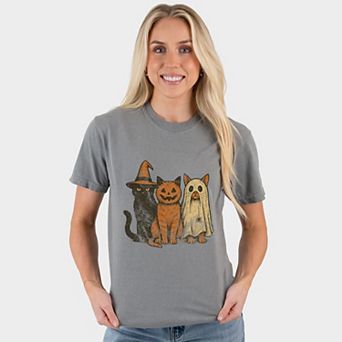 Halloween Cat Trio - Women's Garment Dyed Graphic T-Shirt