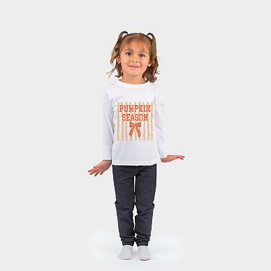 Pumpkin Season Bow - Toddler Long Sleeve Graphic Tee