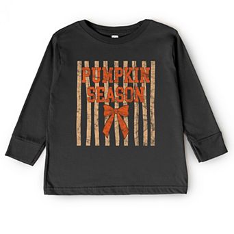 Pumpkin Season Bow - Toddler Long Sleeve Graphic Tee